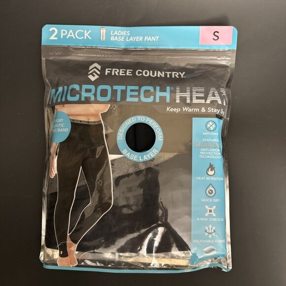Free Country Women's Microtech Heat Base Layer Pant 2 Pack Small - Picture 1 of 6